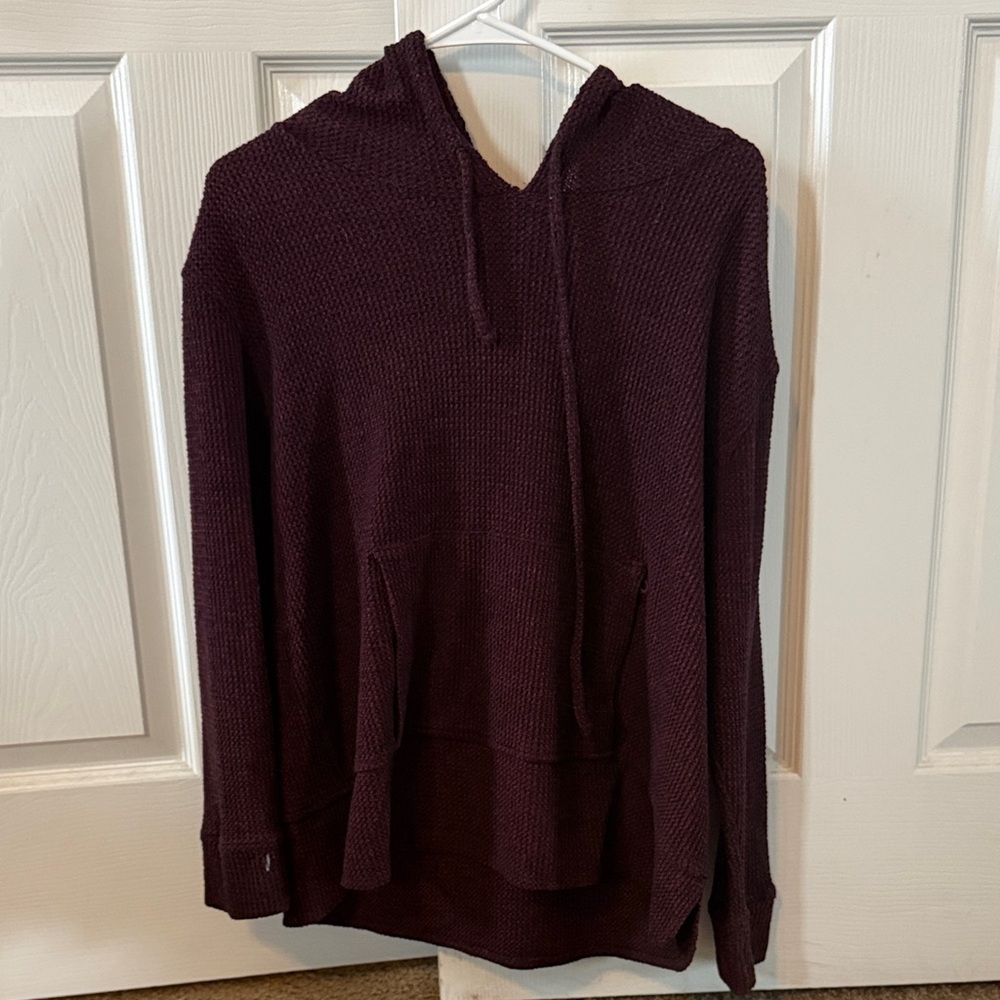 Elegant Maroon Knit Hoodie Sweater